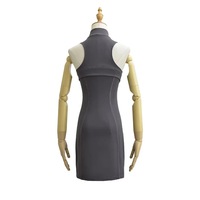 Nude Yoga Tennis Skirt Elastic Quick Dry Golf Sports Stand Collar Solid Color Slim Waist Dress - Thumbnail 2