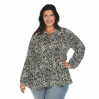 White Mark Women's Printed Peasant Chiffon Blouse - Thumbnail 3