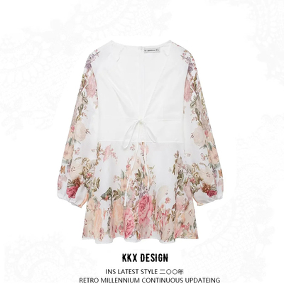 Printed tie dress - Thumbnail 4