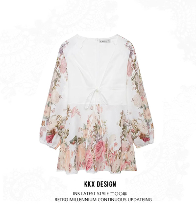 Printed tie dress