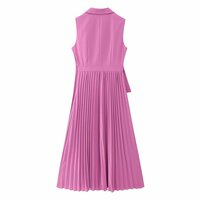 Suit collar irregular pleated patchwork vest dress - Thumbnail 1