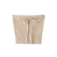 Bow Tie Strapless Bandeau Knitted Tank Top - Thumbnail 2