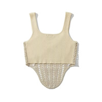 V-neck low-cut crochet camisole - Thumbnail 4