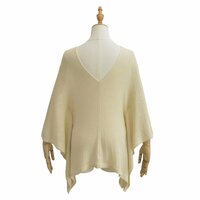 Double V-neck front and back loose thick knitted dropped shoulder blouse - Thumbnail 1