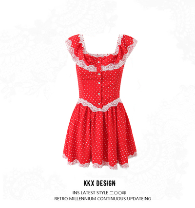 Lace stitching one-shoulder mini dress slim sexy short skirt
