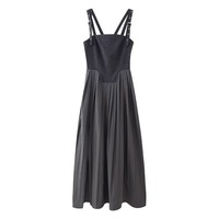 Small pleated tight suspender dress sexy hot girl slit long skirt - Thumbnail 2