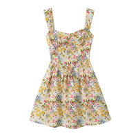 Vintage Print Chic Waist Short Dress - Thumbnail 2