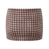 Two-piece plaid lace stitching camisole top mini hip skirt - Thumbnail 1