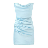Tube Top Slim Short Dress Sexy Backpack Hip Mini Skirt - Thumbnail 2