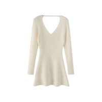 Sexy V-neck long-sleeved knitted dress - Thumbnail 2