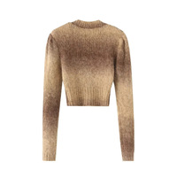 Retro V-neck long-sleeved sweater with shoulder pads and tie-dye high waist short pullover - Thumbnail 1