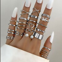 Gold Silver Geometric Ring Sets  - Thumbnail 1