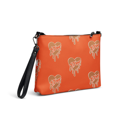 Nyvi love orange and bronze crossbody bag with strap 