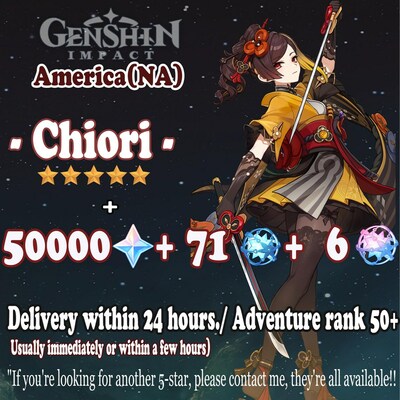 NA Delivery within 24 hours | America | 50000+ Primogems | Genshin Impact chiori AR50+