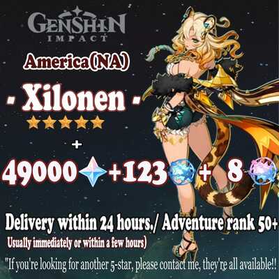 NA Delivery within 24 hours | America | 49000+ Primogems | Genshin Impact xilonen AR45+