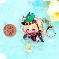 Natlan and more - Genshin Impact Chibi Animal Ears Style Keychains With Small Charm - Clear Acrylic - Ultra High Quality! - Thumbnail 1