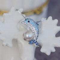 Dolphin- 925 Sterling Silver Pendant Natrual Freshwater Pearl Pendant For Kids for Lady Great Gift Exquisite Gitt - Thumbnail 1