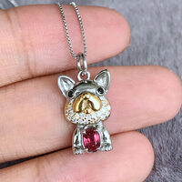 Jedi Spinel Dog Pendant Red Spinel 925 Sterling Silver Pendant Cute Dog Design for Kid Gift for Lady /Man - Thumbnail 4
