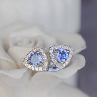 Sparkling Natural Tanzanite Trillion Earstuds 925 Sterling Silver Stud Earrings Gift for girlfriend for Birthday - Thumbnail 4