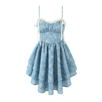 Blue tie-dye princess tutu skirt waist ballet style lace skirt - Thumbnail 2