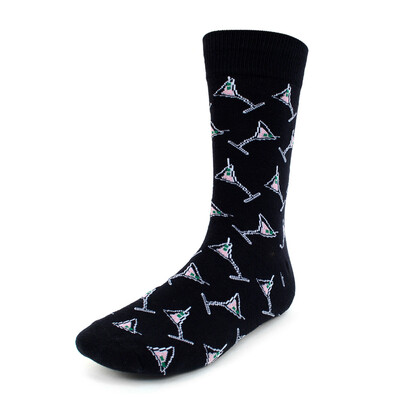 Martini Glass Socks Men's Wild Party New Year Novelty Socks Black Sock Crazy Celebration Socks Mans Martini Socks Bachelor Party Socks