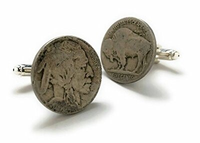 Native American Head Bison Nickel Cufflinks Minted in 1913-1938 United states Early Coin Cuff Links Backing America Frontier