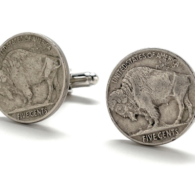Famous buffalo nickels cufflinks nickels from the old west minted in us from 1913-1938 readable dates gift for dad america frontier bison