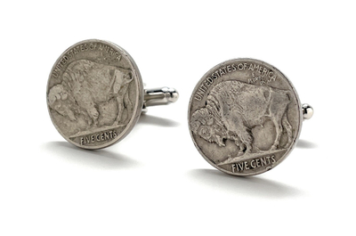 Famous Buffalo Nickels Cufflinks Nickels from the Old West Minted in US from 1913-1938 Readable dates Gift for Dad America Frontier Bison