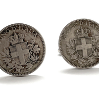 Rare Italy Coin Cufflinks Authentic 20 Centesimi Marcos 1918-1920 Villa Italy Tie Tack Lapel Pin Italia Rome Italian Coin Naples Venice Rome - Thumbnail 1