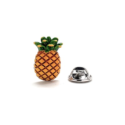 Hand painted pineapple lapel pin yellow green enamel pin food lovers