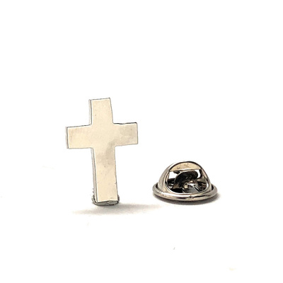 Black enamel silver trim cross design lapel pin – simple elegance and profound faith enamel pin cross