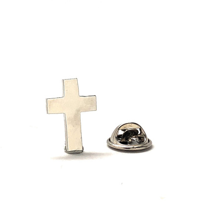 Black Enamel Silver Trim Cross Design Lapel Pin – Simple Elegance and Profound Faith Enamel Pin Cross
