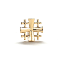 Jerusalem Cross Lapel Pin Crusaders Shield Cut Out Design Gold Tone 3D Five-Fold Cross Pin Tie Tack Lanyard Pins - Thumbnail 1
