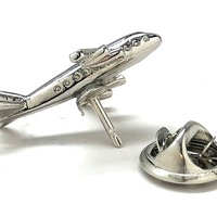Jumbo Jet Lapel Pin Pilot Gift Airplane Pin Silver Captain Gift Tie Tack Lanyard Pins Aviator Gift Airlines Style - Thumbnail 1