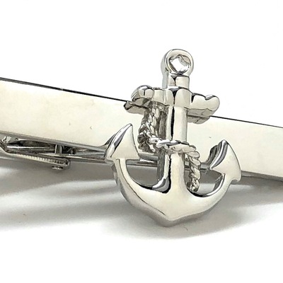 Tie clip silver anchor tie bar boat sailing cruise ship sailor tie clasp boating