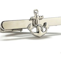 Tie Clip Silver Anchor Tie Bar Boat Sailing Cruise Ship Sailor Tie Clasp Boating - Thumbnail 2