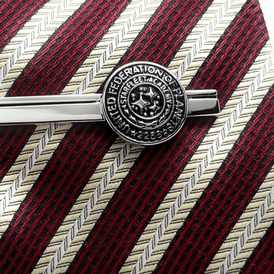 Federation of planets tie bar star trek silver space badge crest star trek cosplay si fi wear tie clip