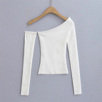 Irregular Slant Collar Off-shoulder Long Sleeve Cardigan - Thumbnail 2