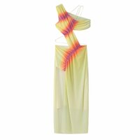 Asymmetric Print Long Cutout Sleeveless Dress - Thumbnail 2