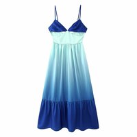 Sexy style gradient dress high waist pleated sleeveless suspender skirt - Thumbnail 2