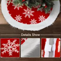 Christmas Tree Skirt Red White Plush Skirts Christmas Decorations Indoor Xmas Ornaments Holiday Decor - Thumbnail 2