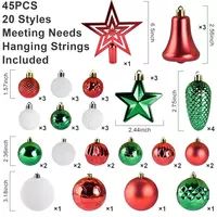 Christmas Ball Ornaments Set - 45PCS Shatterproof Christmas Hanging Ornaments - Thumbnail 2