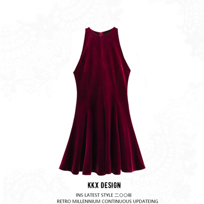 Wave-style wide velvet dress