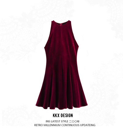 Wave-style wide velvet dress