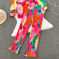 Women's casual loose long sleeved single breasted shirt Wide Leg Trousers - Thumbnail 6