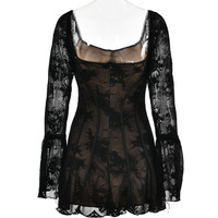 Lace new style trumpet sleeve tube top dress - Thumbnail 5
