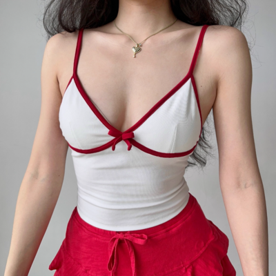 Retro bowknot v-neck suspenders for women to wear in summer - Thumbnail 5