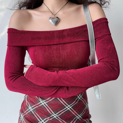 Vintage boat neck velvet top