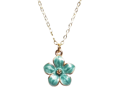 Forget-Me-Not Teal Blue Green Flower Necklace