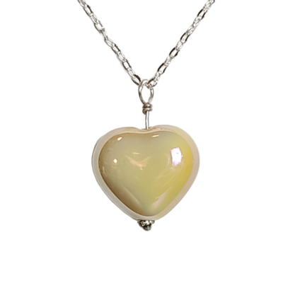 Cream ceramic heart necklace